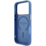Guess PU Leather 4G Gold Frame Embossed MagSafe kryt pre iPhone 18 Pro, modrý