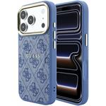 Guess PU Leather 4G Gold Frame Embossed MagSafe kryt pre iPhone 18 Pro, modrý