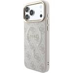 Guess PU Leather 4G Gold Frame Embossed MagSafe kryt pre iPhone 18 Pro, ružový