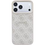 Guess PU Leather 4G Gold Frame Embossed MagSafe kryt pre iPhone 18 Pro, ružový