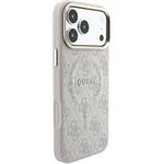 Guess PU Leather 4G Gold Frame Embossed MagSafe kryt pre iPhone 18 Pro, ružový