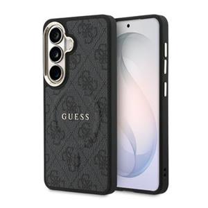 Guess PU Leather 4G Gold Frame Magnetic Zadní Kryt pro Samsung Galaxy S26 Black