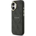 Guess PU Leather 4G Gold Frame MagSafe kryt pre iPhone 17, čierny