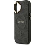 Guess PU Leather 4G Gold Frame MagSafe kryt pre iPhone 17, čierny
