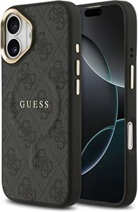 Guess PU Leather 4G Gold Frame MagSafe kryt pre iPhone 17, čierny