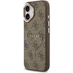 Guess PU Leather 4G Gold Frame MagSafe kryt pre iPhone 17, hnedý