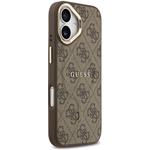 Guess PU Leather 4G Gold Frame MagSafe kryt pre iPhone 17, hnedý