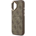 Guess PU Leather 4G Gold Frame MagSafe kryt pre iPhone 17, hnedý