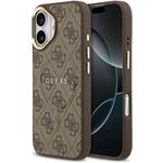 Guess PU Leather 4G Gold Frame MagSafe kryt pre iPhone 17, hnedý