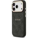 Guess PU Leather 4G Gold Frame MagSafe kryt pre iPhone 17 Pro, čierny