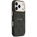 Guess PU Leather 4G Gold Frame MagSafe kryt pre iPhone 17 Pro, čierny