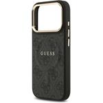 Guess PU Leather 4G Gold Frame MagSafe kryt pre iPhone 17 Pro, čierny
