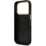 Guess PU Leather 4G Gold Frame MagSafe kryt pre iPhone 17 Pro, čierny