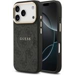 Guess PU Leather 4G Gold Frame MagSafe kryt pre iPhone 17 Pro, čierny