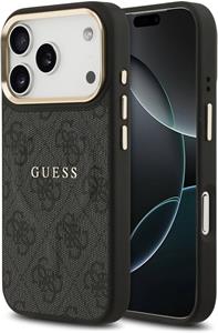 Guess PU Leather 4G Gold Frame MagSafe kryt pre iPhone 17 Pro, čierny