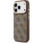 Guess PU Leather 4G Gold Frame MagSafe kryt pre iPhone 17 Pro, hnedý