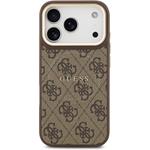 Guess PU Leather 4G Gold Frame MagSafe kryt pre iPhone 17 Pro, hnedý