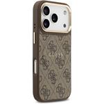 Guess PU Leather 4G Gold Frame MagSafe kryt pre iPhone 17 Pro, hnedý