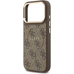 Guess PU Leather 4G Gold Frame MagSafe kryt pre iPhone 17 Pro, hnedý