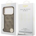 Guess PU Leather 4G Gold Frame MagSafe kryt pre iPhone 17 Pro, hnedý
