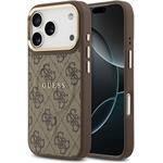Guess PU Leather 4G Gold Frame MagSafe kryt pre iPhone 17 Pro, hnedý