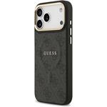 Guess PU Leather 4G Gold Frame MagSafe kryt pre iPhone 17 Pro Max, čierny