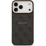Guess PU Leather 4G Gold Frame MagSafe kryt pre iPhone 17 Pro Max, čierny