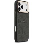 Guess PU Leather 4G Gold Frame MagSafe kryt pre iPhone 17 Pro Max, čierny