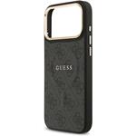 Guess PU Leather 4G Gold Frame MagSafe kryt pre iPhone 17 Pro Max, čierny