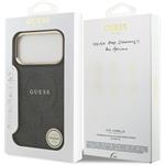 Guess PU Leather 4G Gold Frame MagSafe kryt pre iPhone 17 Pro Max, čierny