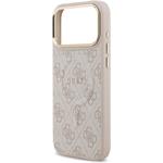 Guess PU Leather 4G Gold Frame MagSafe kryt pre iPhone 17 Pro Max, ružový
