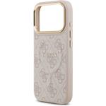 Guess PU Leather 4G Gold Frame MagSafe kryt pre iPhone 17 Pro, ružový