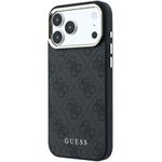 Guess PU Leather 4G Gold Frame MagSafe kryt pre iPhone 18 Pro, čierny