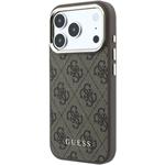Guess PU Leather 4G Gold Frame MagSafe kryt pre iPhone 18 Pro, hnedý