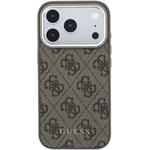 Guess PU Leather 4G Gold Frame MagSafe kryt pre iPhone 18 Pro, hnedý