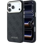 Guess PU Leather 4G Gold Frame MagSafe kryt pre iPhone 18 Pro Max, čierny