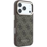 Guess PU Leather 4G Gold Frame MagSafe kryt pre iPhone 18 Pro Max, hnedý