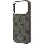 Guess PU Leather 4G Gold Frame MagSafe kryt pre iPhone 18 Pro Max, hnedý