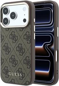 Guess PU Leather 4G Gold Frame MagSafe kryt pre iPhone 18 Pro Max, hnedý