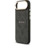 Guess PU Leather 4G Gold Frame MagSafe kryt pre iPhone Air, čierny