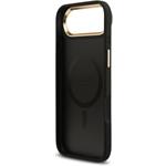 Guess PU Leather 4G Gold Frame MagSafe kryt pre iPhone Air, čierny