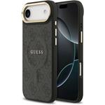Guess PU Leather 4G Gold Frame MagSafe kryt pre iPhone Air, čierny