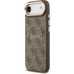 Guess PU Leather 4G Gold Frame MagSafe kryt pre iPhone Air, hnedý