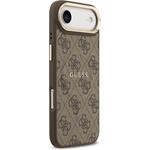 Guess PU Leather 4G Gold Frame MagSafe kryt pre iPhone Air, hnedý