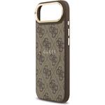 Guess PU Leather 4G Gold Frame MagSafe kryt pre iPhone Air, hnedý