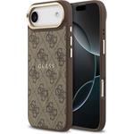 Guess PU Leather 4G Gold Frame MagSafe kryt pre iPhone Air, hnedý