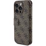 Guess PU Leather 4G Metal Logo Book puzdro pre iPhone 15 Pro, hnedé