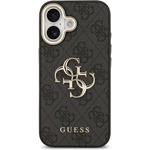Guess PU Leather 4G Metal Logo Gold Frame kryt pre iPhone 17, čierny