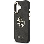Guess PU Leather 4G Metal Logo Gold Frame kryt pre iPhone 17, čierny