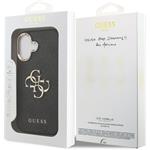 Guess PU Leather 4G Metal Logo Gold Frame kryt pre iPhone 17, čierny